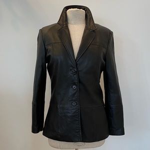 Vakko Sport Womens Black Luxurious Leather Blazer / Coat Size M